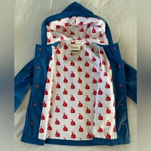 Hatley sailboat print terry cloth lined waterproof raincoat w hood unisex SZ 6Y